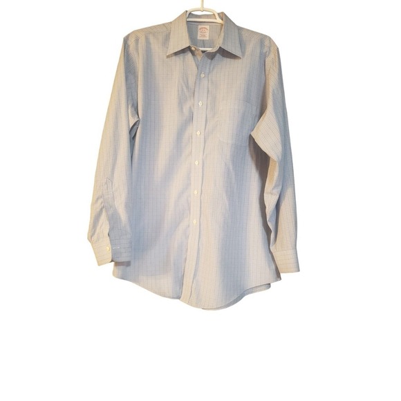 Brooks Brothers Mens Traditional Fit Button Front Shirt 16- 34 Blue Yellow Plaid - Picture 1 of 16